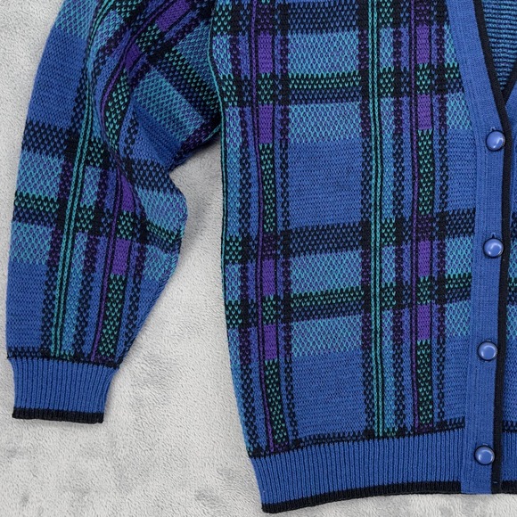 Pendleton Womens Wool Plaid Button Front Cardigan Sweater Blue Purple  Size M - Picture 5 of 9